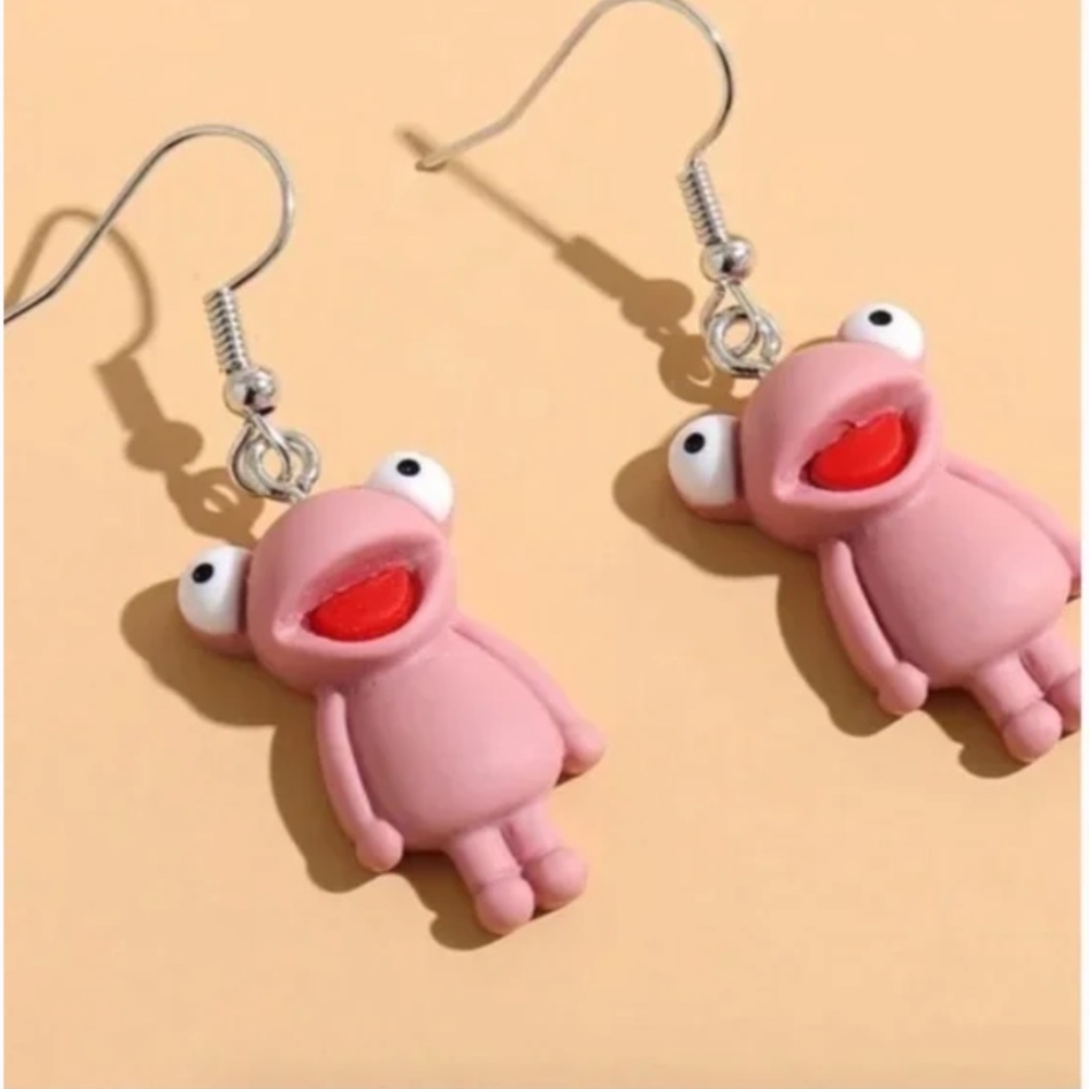 ❤️ FREE Cartoon Frog Animal Boho Peasant Hipster Hippie Art Hip Graphic Earrings